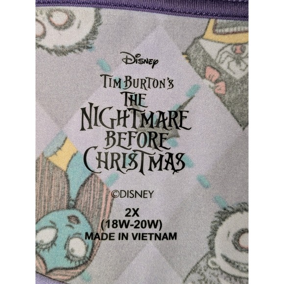 Disney Nightmare Before Christmas Lavender Argyle Pajama Shorts Set 2X NWT - Picture 5 of 11